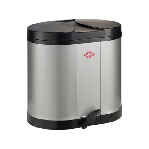 Wesco Eco-Collector 170 in silver, powder-coated sheet steel, two separate 15-liter plastic inserts, plastic footrest on sale