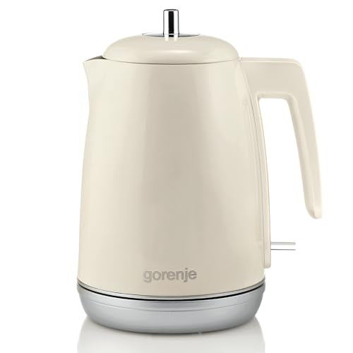 Gorenje K15RL elektrischer Wasserkocher mit 360°-Umdrehung/ Wasserstandanzeige/ Thermostatsteuerung/ Sicherheitssystem/ Verschlusskappe/ Kabelfach/ 23,9 cm/ 1,7 l/ Champagnefarbe im Sale