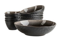 Thumbnail for Mäser 934072 Niara Organic series, modern bowl set for 4 people in an exciting vintage look, 9-piece bowl set with a special glaze combination in black and brown, stoneware on sale