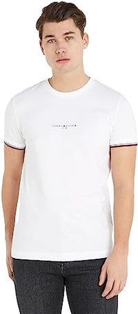 Thumbnail for Tommy Hilfiger Herren T-Shirt Kurzarm Logo Tipped Rundhalsausschnitt, Weiß (White), im Sale