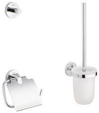 Thumbnail for GROHE Essentials Accessoires Bath (WC-Set 3 in 1, Material: Glas / Metall) chrom, 40407001, Rund, Weiß im Sale
