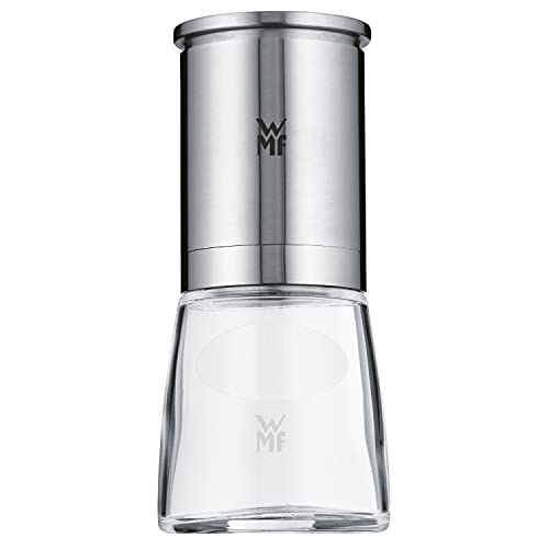 WMF De Luxe salt and pepper mill 14 cm, empty, salt mill, pepper mill with ceramic grinder, Cromargan stainless steel, glass container, mill for salt, pepper, chili peppers on sale