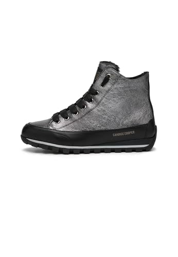 Candice Cooper ankle-high sneakers in metallized leather, black 40 on sale