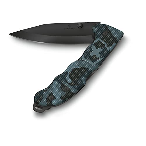 Victorinox Swiss Army Knife Hunter Evoke BSH Alox, Folding Knife Outdoor, 4 Functions incl. 10 cm Blade and Thumb Stud, Navy Blue Camouflage on Sale