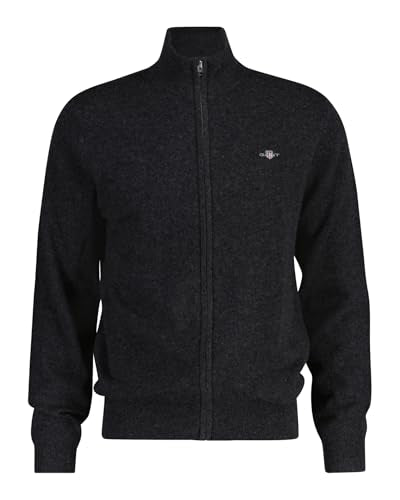 GANT Herren Extrafine Lambswool Zip Cardigan Strickjacke, Stone Blue Melange, X-Large im Sale