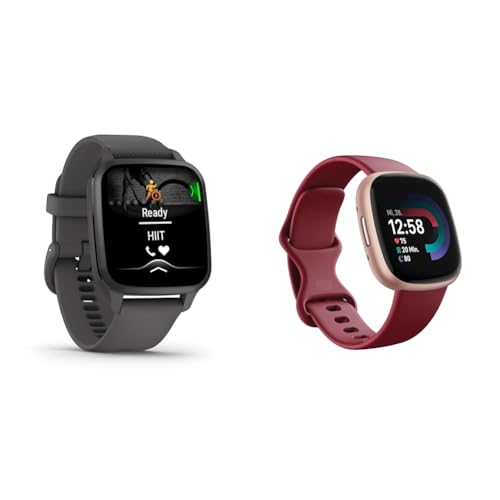 Garmin Venu Sq 2 - GPS-Fitness-Smartwatch mit 1 & Fitbit Versa 4 by Google – Smartwatch Damen/Herren – Fitness-Tracker mit integriertem GPS und Telefonfunktion im Sale