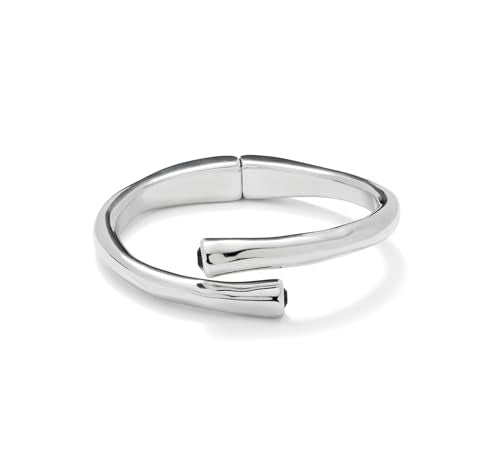 UNO de 50 Rigid Bangle with Sterling Silver and Black Crystal Ends, X-Large, Silver, No Gemstone on Sale