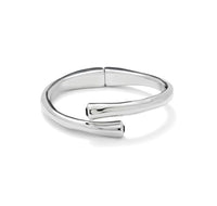 Thumbnail for UNO de 50 Rigid Bangle with Sterling Silver and Black Crystal Ends, X-Large, Silver, No Gemstone on Sale