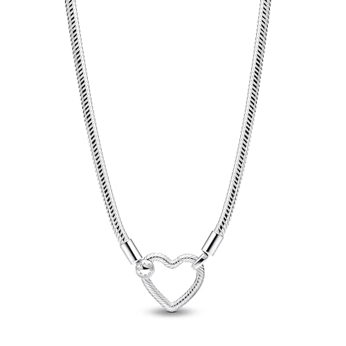 PANDORA Moments Herzverschluss Schlangen-Gliederhalskette aus Sterling Silber, Kompatibel Moments Charms, im Sale