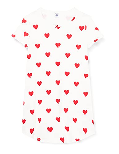 Petit Bateau Mädchen Kurzarm-Nachthemd, Weiss Marshmallow / Rot Terkuit, 3 Jahre im Sale