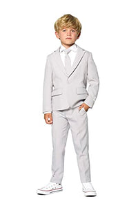 Thumbnail for OppoSuits Groovy Grey Einfarbiger Anzug für Jungen - Abschlussball- und Hochzeitsfeier-Outfit - Inklusive Blazer, Hose und Krawatte - Grau im Sale