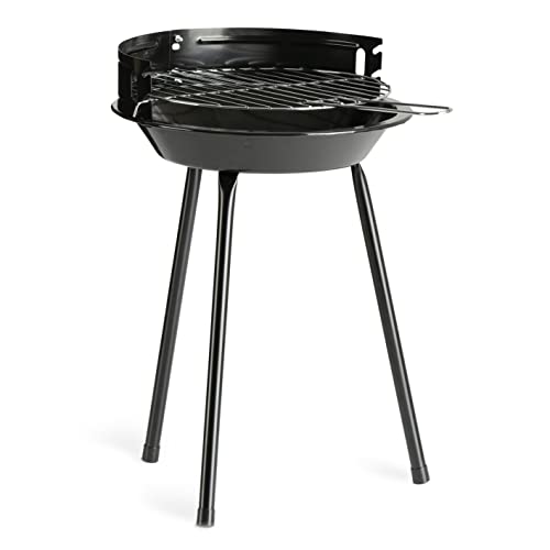 LANDMANN Round Charcoal Grill | Mobile Charcoal Grill | Ideal for 2 to 3 people | Diameter approx. 27 cm | Practical windbreak | Secure stand thanks to 3 sturdy legs [Black] on sale