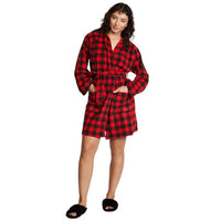 Thumbnail for Victoria's Secret Kurzer Bademantel aus Polarfleece, Rosa, Black Ivy Plaid, Medium-Large im Sale