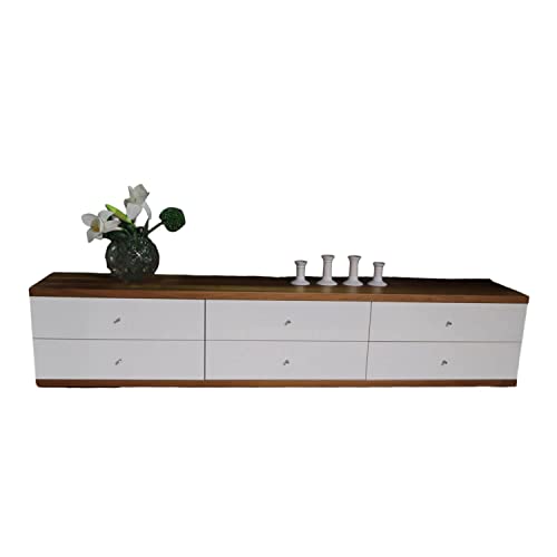 Hülsta Sideboard Now Time Korpus Nussbaum Front Hochglanz Polarweiss im Sale
