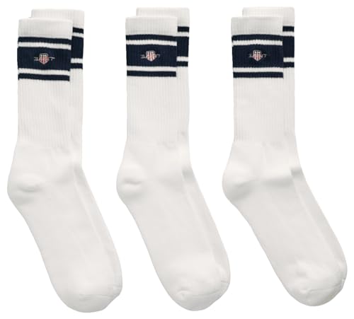 GANT Herren Shield Sport 3-pack Socken, Weiß, 43-45 EU im Sale