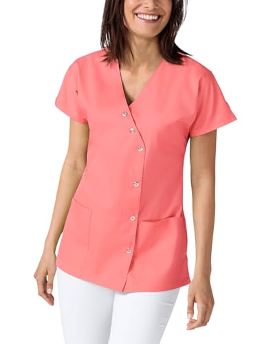 CLINIC DRESS Kasack | mit asymmetrischer Druckknopfleiste | Länge ca. 72cm | Wickeloptik pfirsichrosa 38 im Sale