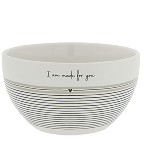 Bowl I am made for you Keramik weiss schwarze beige Streifen kleines Herz Keramikgeschirr Müslischale Dessertschale BC Gedeckter Tisch im Sale