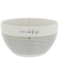 Thumbnail for Bowl I am made for you Keramik weiss schwarze beige Streifen kleines Herz Keramikgeschirr Müslischale Dessertschale BC Gedeckter Tisch im Sale