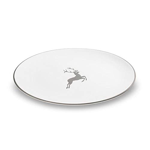 GMUNDNER KERAMIK oval plate size: l= 33 cm xw= 26 cm xh= 2.5 cm grey deer tableware, handmade in Austria