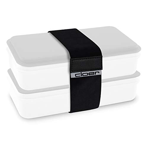Cloer 800C8ES Elastic closure strap for the Lunch Care System, for securing 2 lunch boxes, black, 17 cm x 5.5 cm