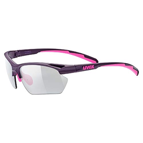 uvex sportstyle 802 V small - Sportbrille für Damen und Herren - selbsttönend - beschlagfrei - purple pink/smoke - one size im Sale