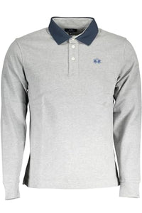 Thumbnail for La Martina Elegantes Langarm-Poloshirt mit kontrastierenden Herren Details, GRAU, X-Groß im Sale