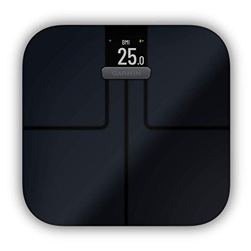 Garmin Index S2 Smart Scale – measures weight, weight trend, body fat percentage, muscle mass, and BMI. With Wi-Fi, Garmin Connect app integration, and for up to 16 people, black on sale