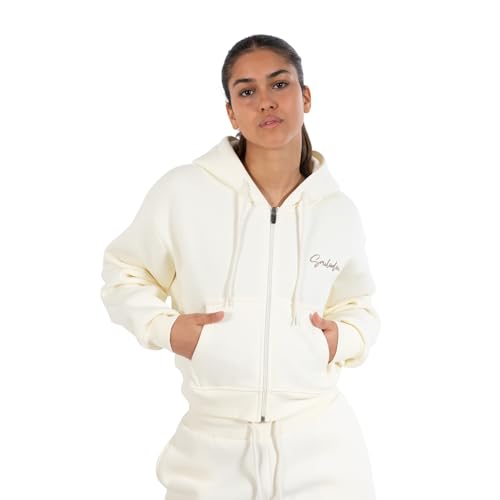 SMILODOX Zip Hoodie Damen Calma, Strickjacke Damen, lockere Baumwoll-Jacke mit Kapuze und aufgesetzten Taschen, Pullover Sweatshirt Damen, Ideal für Sport, Gym, Fitness und Freizeit im Sale
