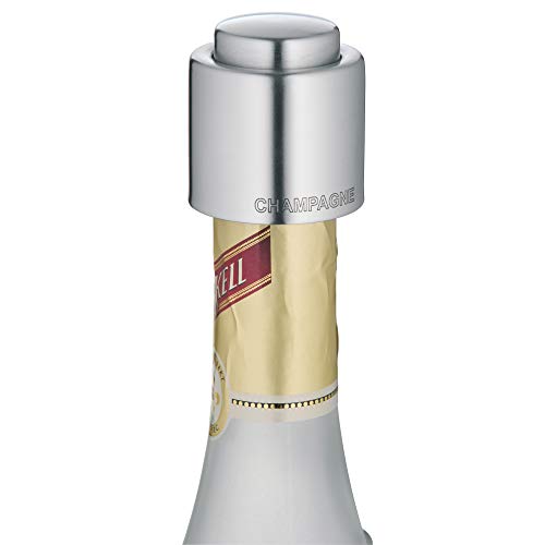 WMF Clever&More Sektverschluss mit Aufschrift 3,5 cm, Champagner Verschluss, Sektflaschenverschluss, Cromargan Edelstahl mattiert, Flaschenverschluss im Sale