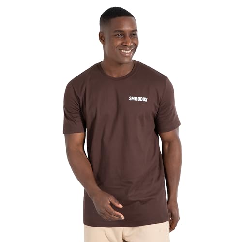 SMILODOX T-Shirt Herren 100% Baumwolle Lennard - Regular Fit Rundhals Oberteil für Herren, Perfekter Stoff für den Sommer Sport Streetwear & Casual, Atmunsgsaktiv, 3D-Schriftzug an der Brust im Sale