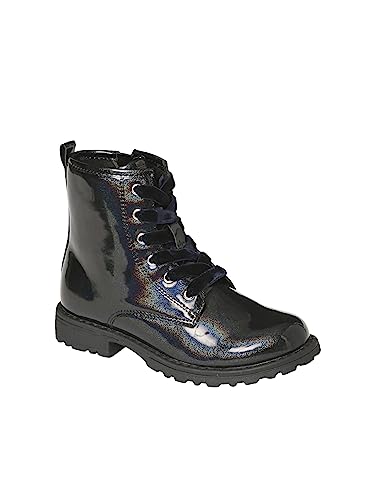 Vertbaudet Mädchen Schnürboots mit Reißverschluss, Lack-Optik schwarz 35 im Sale