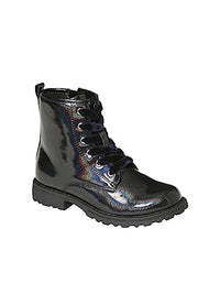 Thumbnail for Vertbaudet Mädchen Schnürboots mit Reißverschluss, Lack-Optik schwarz 35 im Sale
