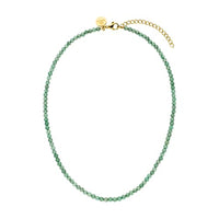 Thumbnail for Purelei Aventurine Kette, Damen Halskette aus langlebigem Edelstahl, Wasserfeste natürliche Aventurineperlenkette, 35-40 cm cm Länge verstellbar (Gold) im Sale