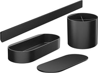 Thumbnail for hansgrohe WallStoris - Badezimmerset, Zubehör Set für das Bad ohne bohren, 4-teilig, Wandstange, Ablagekorb, Deckel, Zahnputzbecher, Badezimmer Zubehör, Mattschwarz, 27968670 im Sale