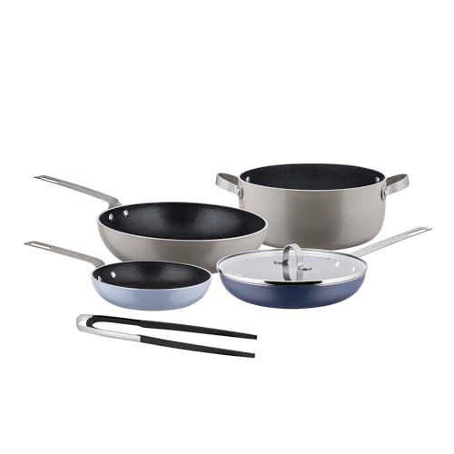 Alessi Tama GIA100S5 - Sechsteiliges Topfset, aus Aluminium mit Antihaftbeschichtung und 18/10 Edelstahl im Sale