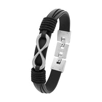 Thumbnail for s.Oliver bracelet stainless steel leather men's bracelet, 20+1.5 cm, bicolor, comes in jewelry gift box, on sale