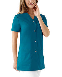 Thumbnail for CLINIC DRESS Kasack Damen | V-Ausschnitt | Seitenschlitze | Länge ca 95 cm | 95 Grad Petrol 52 im Sale