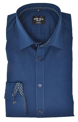 Marvelis Body Fit Hemd Langarm New Kent Navy im Sale