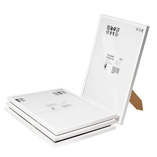 Ikea Yllevad picture frame, A4, 21 x 30 cm, lightweight, plastic and cardboard, white, 4 pieces on sale