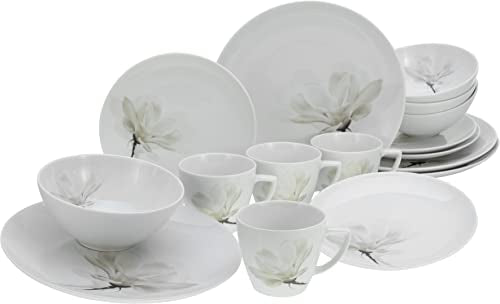 CreaTable, 25874, Magnolia white series, 16-piece dinnerware set, porcelain combination service, dishwasher and microwave safe, Made in Europe on sale
