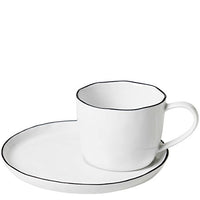Thumbnail for Broste Copenhagen Tasse mit Untertasse, Porzellan, Grau, 6.4 Centimeters cm im Sale