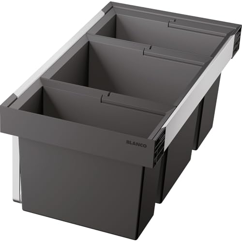 BLANCO FLEXON II low 80/3 | Abfall Müllsystem | für 80 cm breite Unterschränke | System zum Einbau in Schubladen | 1 x 30 Liter | 1 x 19 Liter und 1 x 16 Liter Eimer | Minimale Einbauhöhe: 324 mm im Sale