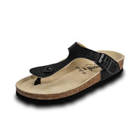 Thumbnail for VITAFORM Zehentrenner für Damen I Sandalen Pantoletten I Sommer-Schuhe I Strandschuhe I Leder I Naturkork-Sohle I Luftpolsterung I anatomisch geformtes Fußbett I Gelenkschonend dämpfend Gold 41 im Sale
