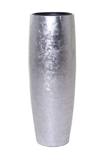 VIVANNO Planter Flower Pot Fiberglass Gala 100 cm Silver High Gloss on Sale