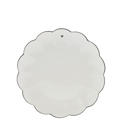 Bastion Collections Dessertteller Ruffle Heart Keramik weiß schwarz D19cm Dessert- und Kuchenteller Keramikgeschirr gedeckter Tisch Dessert Plate im Sale