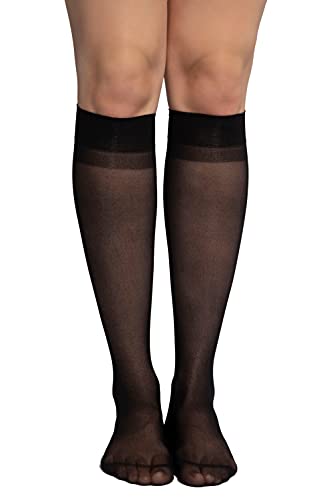 Ulla Popken Women's Essential Knee High Socks, 3-pack, Black, One Size EU on Sale