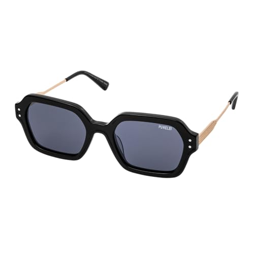 Purelei Coastal Core Sunglasses, Fashionable Sunglasses in Black/Gold, UV400 Protection, Oval/Square Shape, Acetate/Metal Frame, Includes Case, Gift for Women on Sale