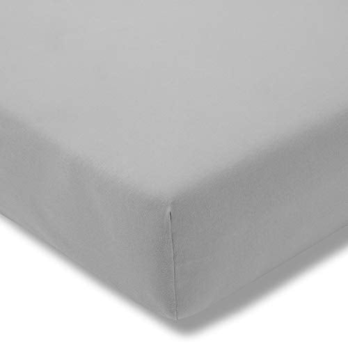 ESTELLA Spannbetttuch Feinjersey | Platin | 200x200 cm | passend für Matratzen 180-200 cm (Breite) x 200 cm (Länge) | trocknerfest und bügelfrei | 100% Baumwolle im Sale