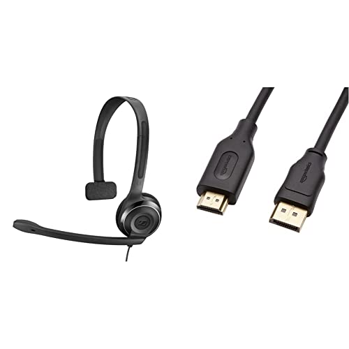 Sennheiser EPOS I PC 7 USB - Lightweight single-sided on-ear PC headset - Passive noise-cancelling microphone &amp; Amazon Basics DisplayPort to HDMI cable with gold-plated connectors 1.8 m on sale