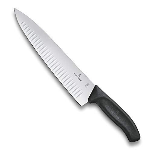 Victorinox, Swiss Classic, professional carving knife, extra sharp blade, hollow ground, 25 cm, robust plastic handle, stainless steel, black on sale
